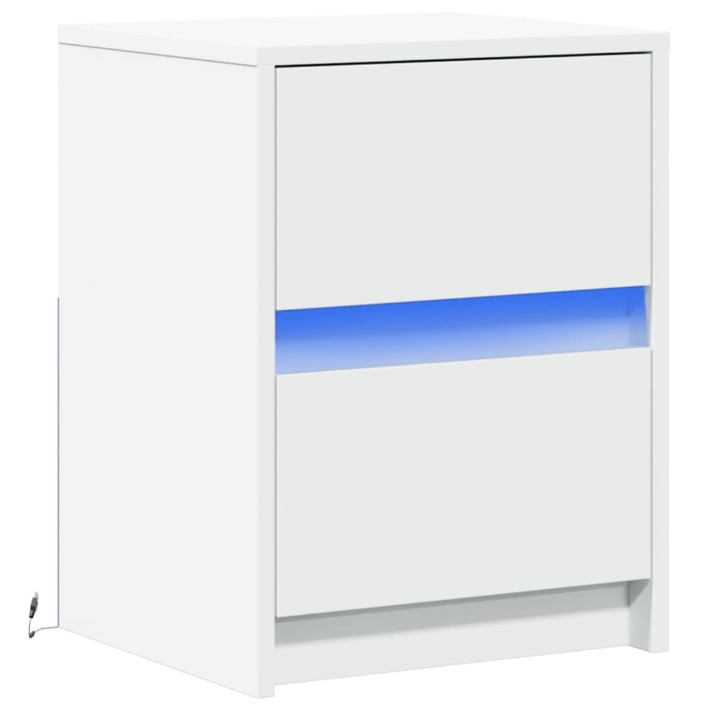 Armoire de chevet avec lumières LED blanc bois d'ingénierie - XIOS