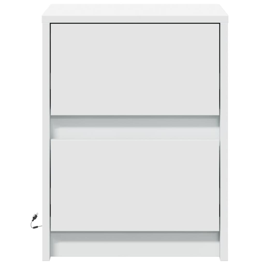 Armoire de chevet avec lumières LED blanc bois d'ingénierie - XIOS