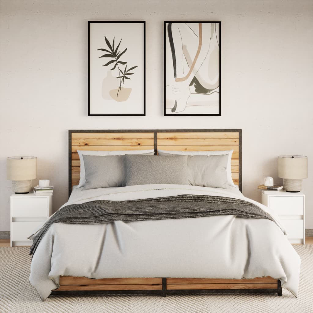 Armoires de chevet et lumières LED 2pcs blanc bois d'ingénierie - XIOS