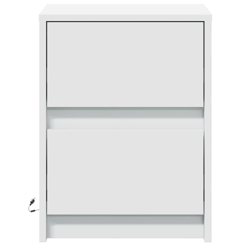 Armoires de chevet et lumières LED 2pcs blanc bois d'ingénierie - XIOS