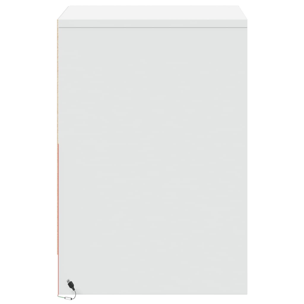 Armoires de chevet et lumières LED 2pcs blanc bois d'ingénierie - XIOS