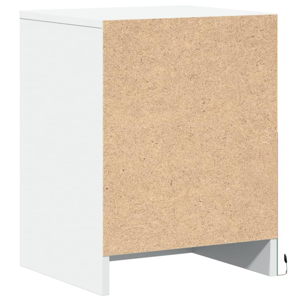 Armoires de chevet et lumières LED 2pcs blanc bois d'ingénierie - XIOS