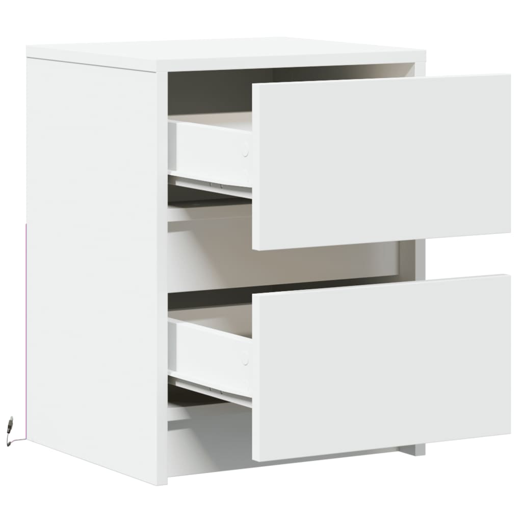 Armoires de chevet et lumières LED 2pcs blanc bois d'ingénierie - XIOS