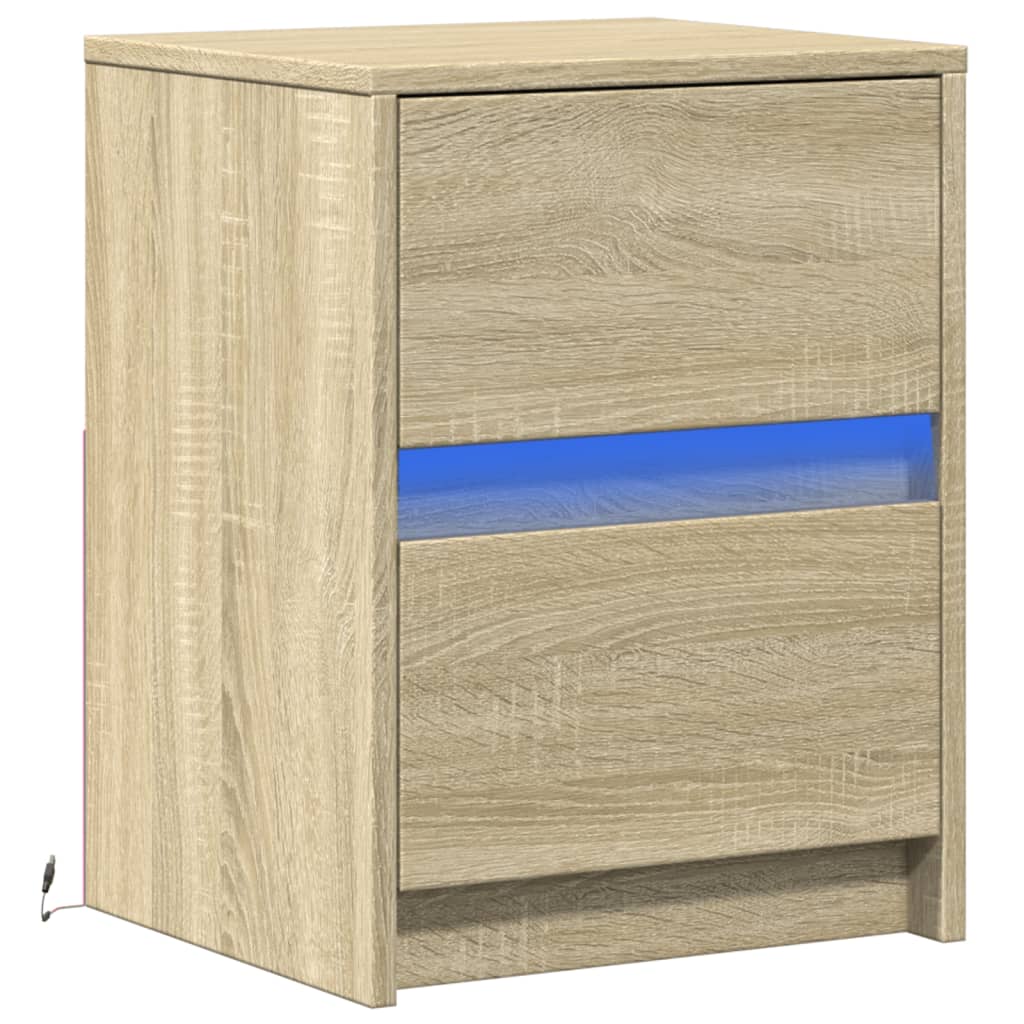 Armoire de chevet avec lumières LED chêne sonoma - XIOS