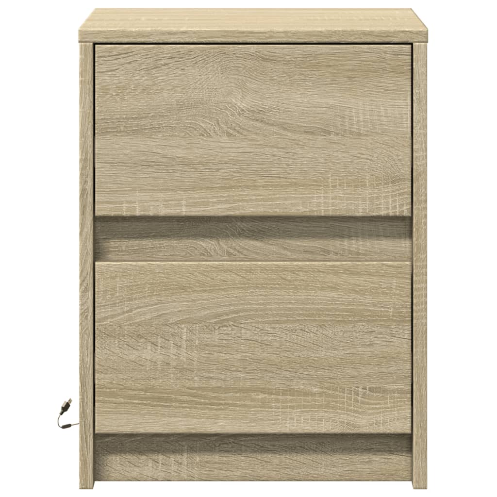 Armoire de chevet avec lumières LED chêne sonoma - XIOS