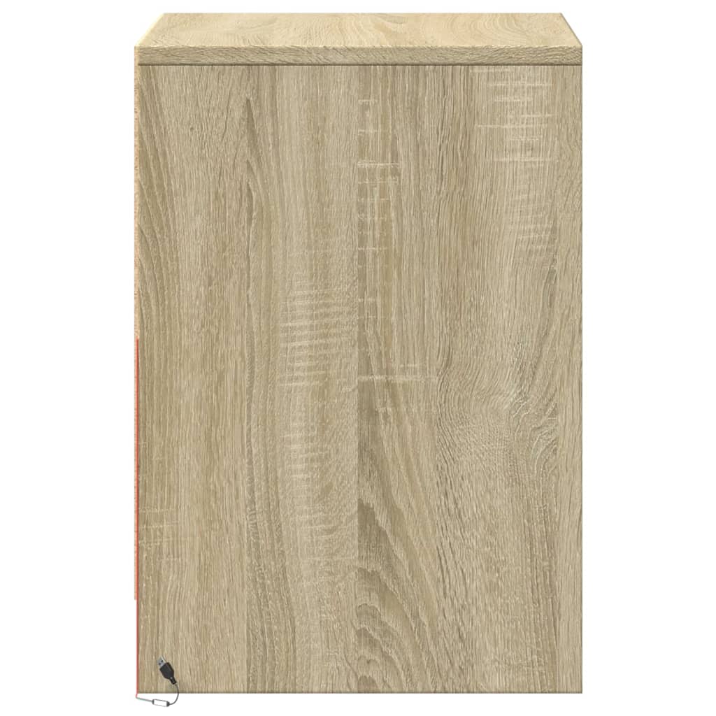 Armoire de chevet avec lumières LED chêne sonoma - XIOS