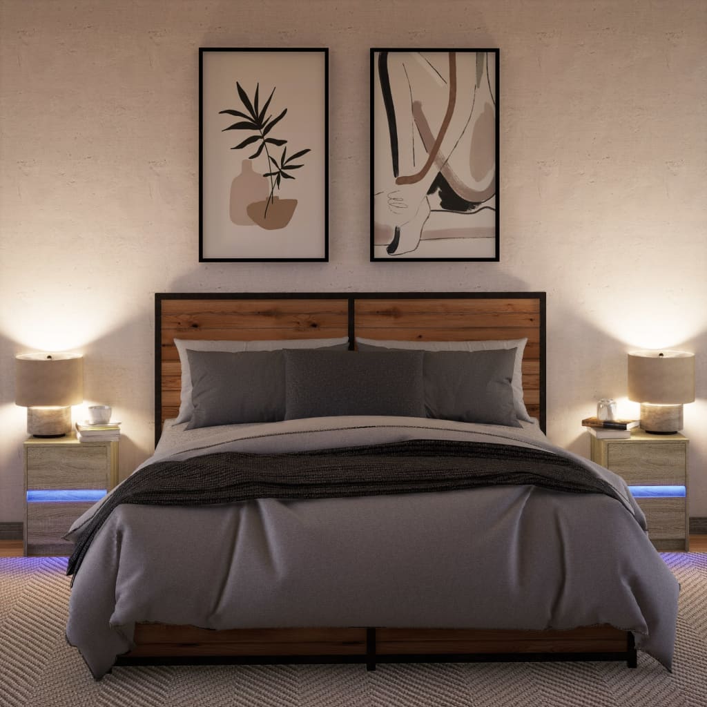 Armoires de chevet et lumières LED 2 pcs chêne sonoma - XIOS