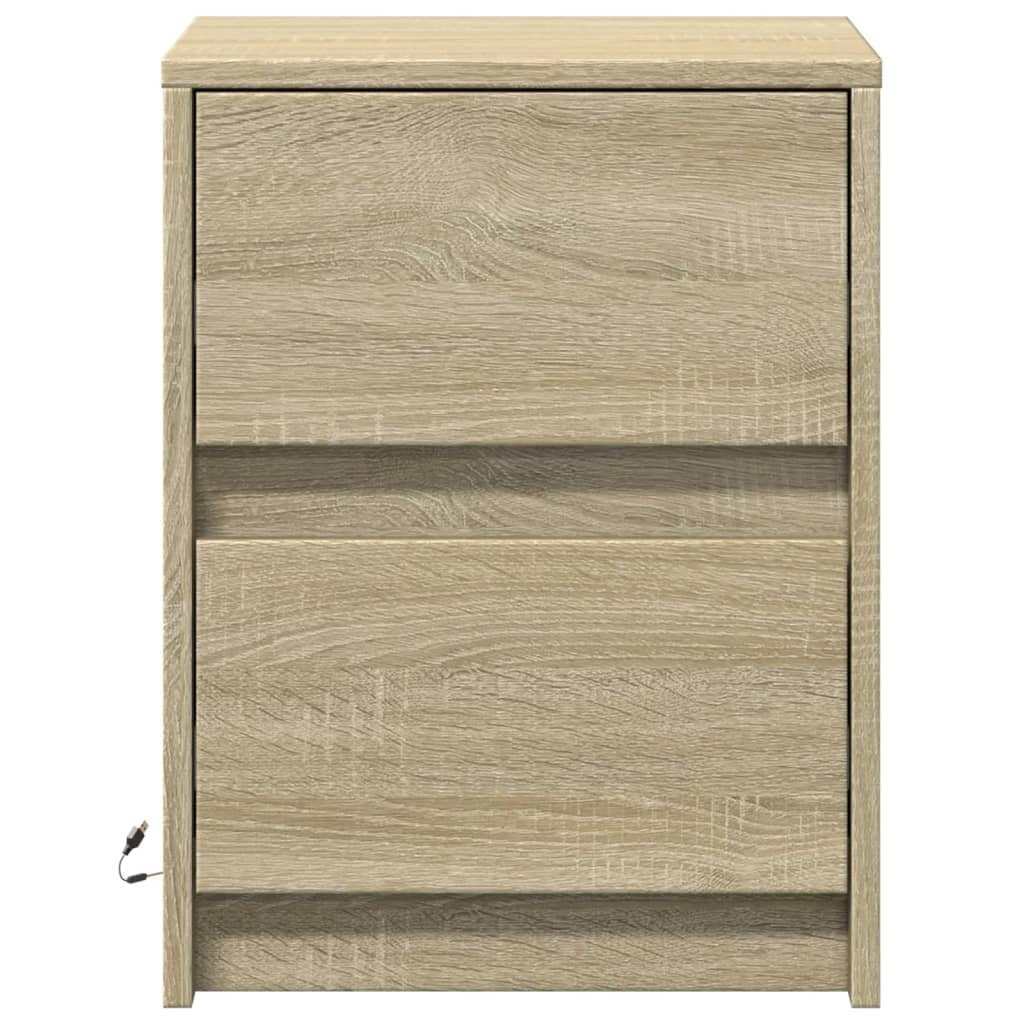 Armoires de chevet et lumières LED 2 pcs chêne sonoma - XIOS