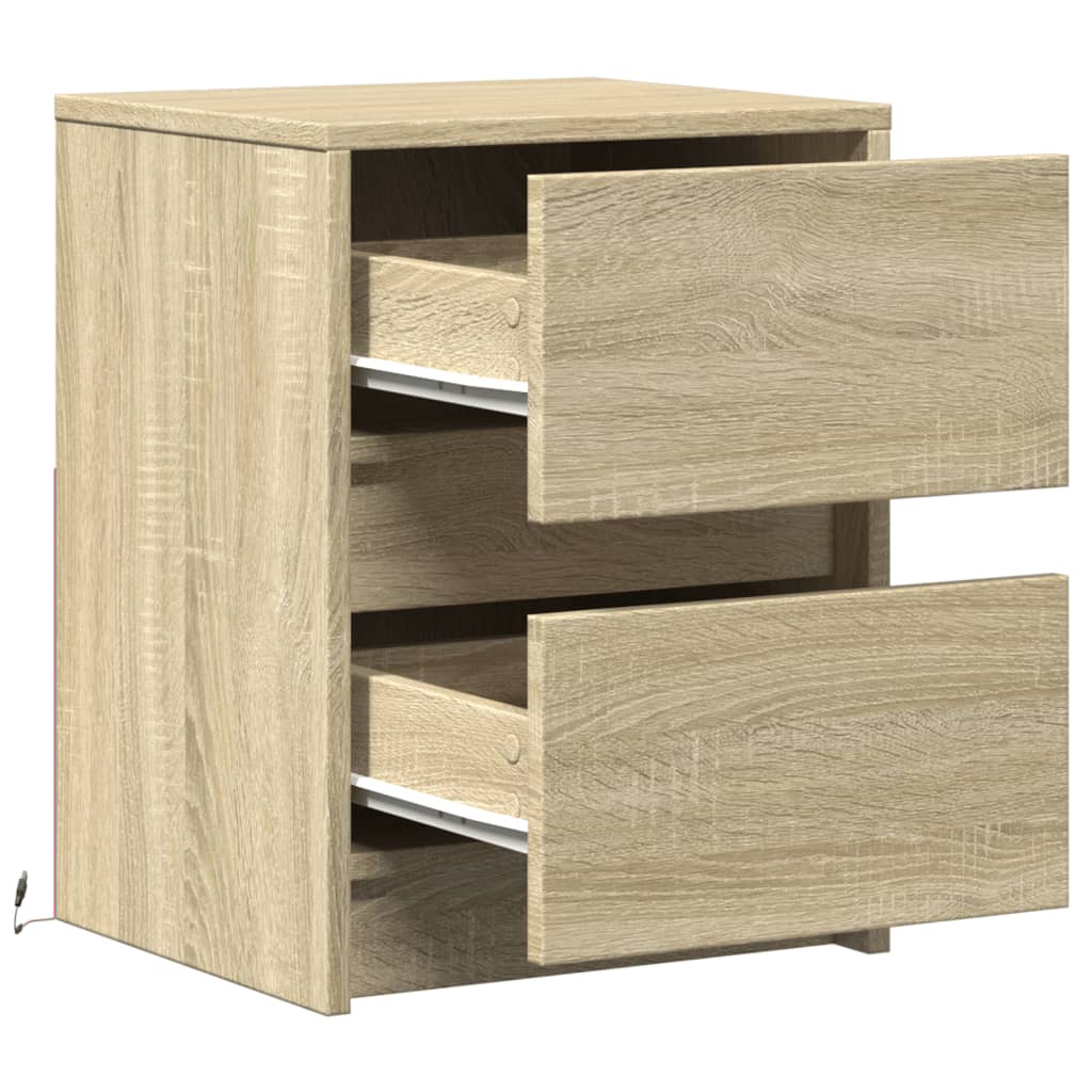 Armoires de chevet et lumières LED 2 pcs chêne sonoma - XIOS