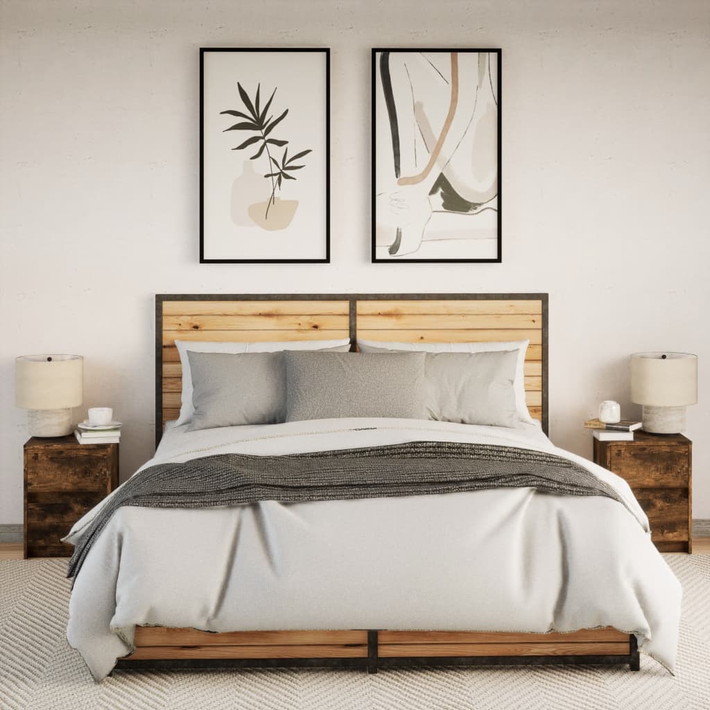 Armoires de chevet et lumières LED 2 pcs chêne fumé - XIOS