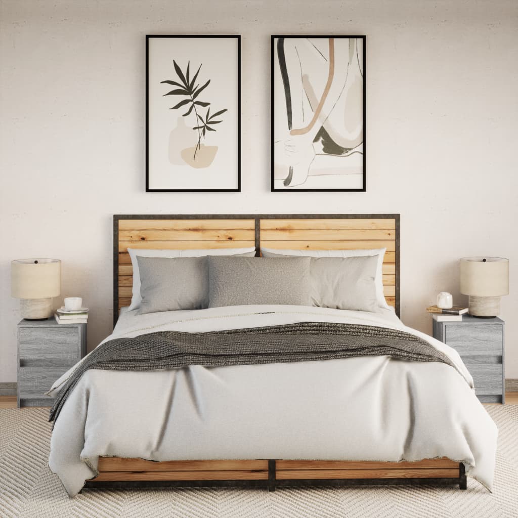 Armoires de chevet et lumières LED 2 pcs sonoma gris - XIOS