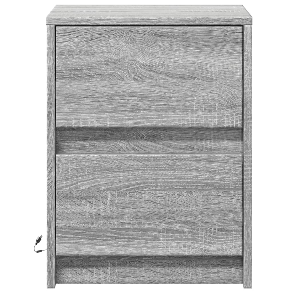 Armoires de chevet et lumières LED 2 pcs sonoma gris - XIOS