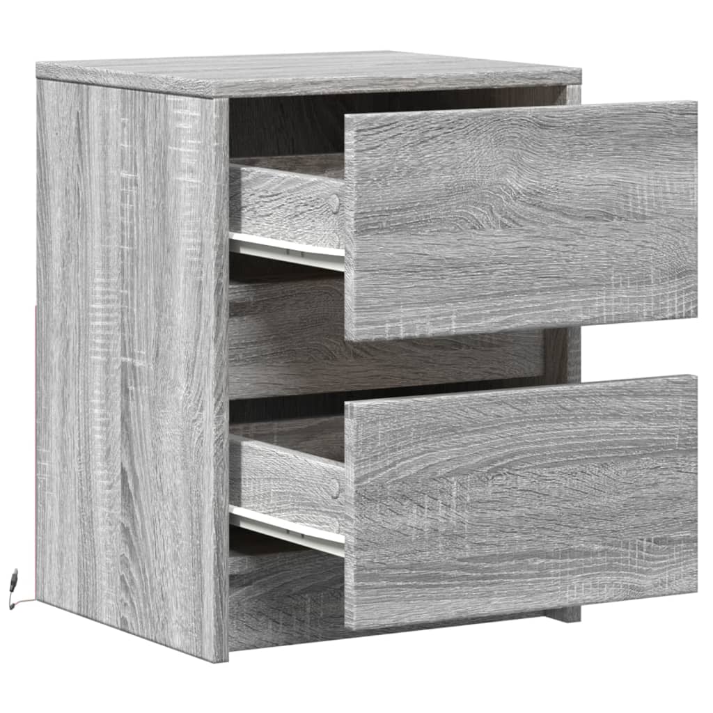 Armoires de chevet et lumières LED 2 pcs sonoma gris - XIOS