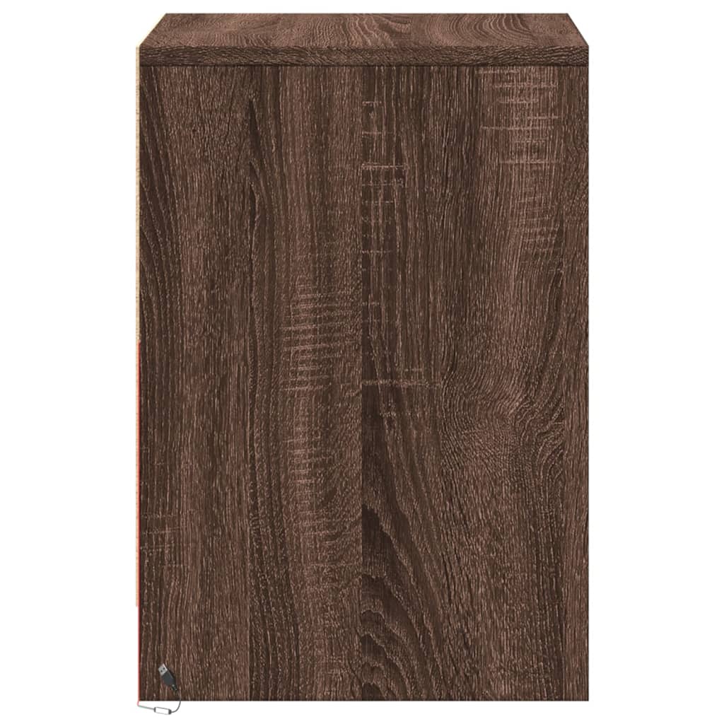 Armoire de chevet et lumières LED chêne marron bois ingénierie - XIOS