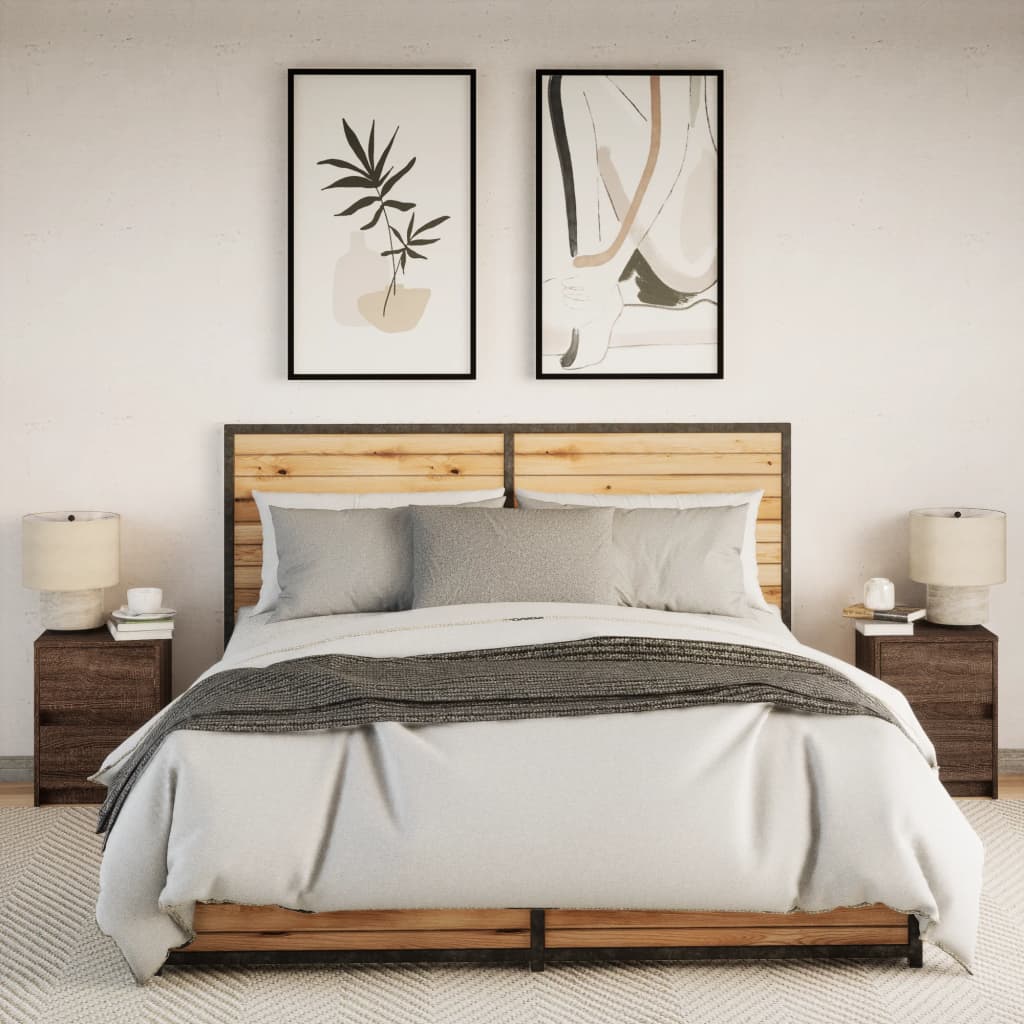 Armoires de chevet et lumières LED 2 pcs chêne marron - XIOS