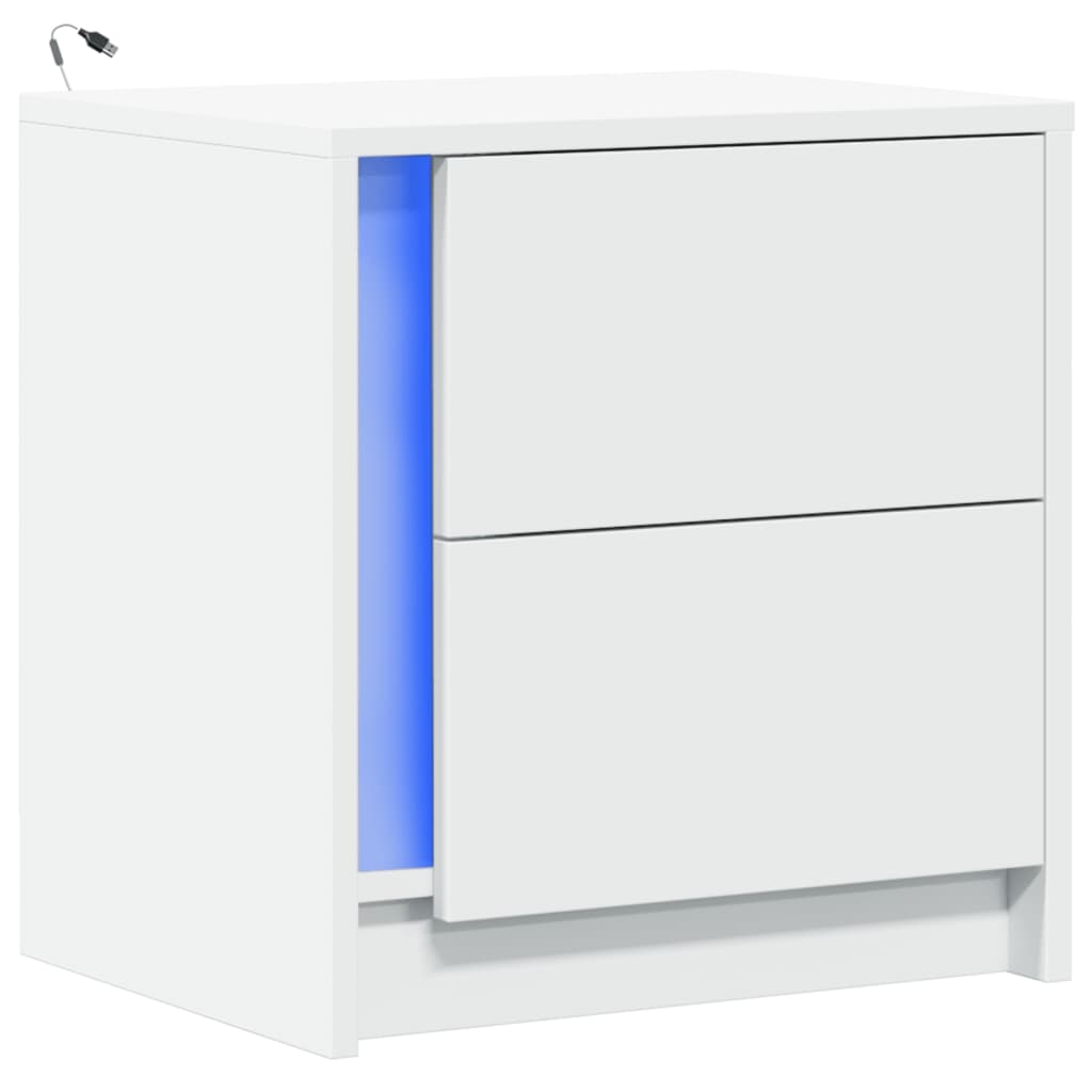Armoire de chevet avec lumières LED blanc bois d'ingénierie - XIOS