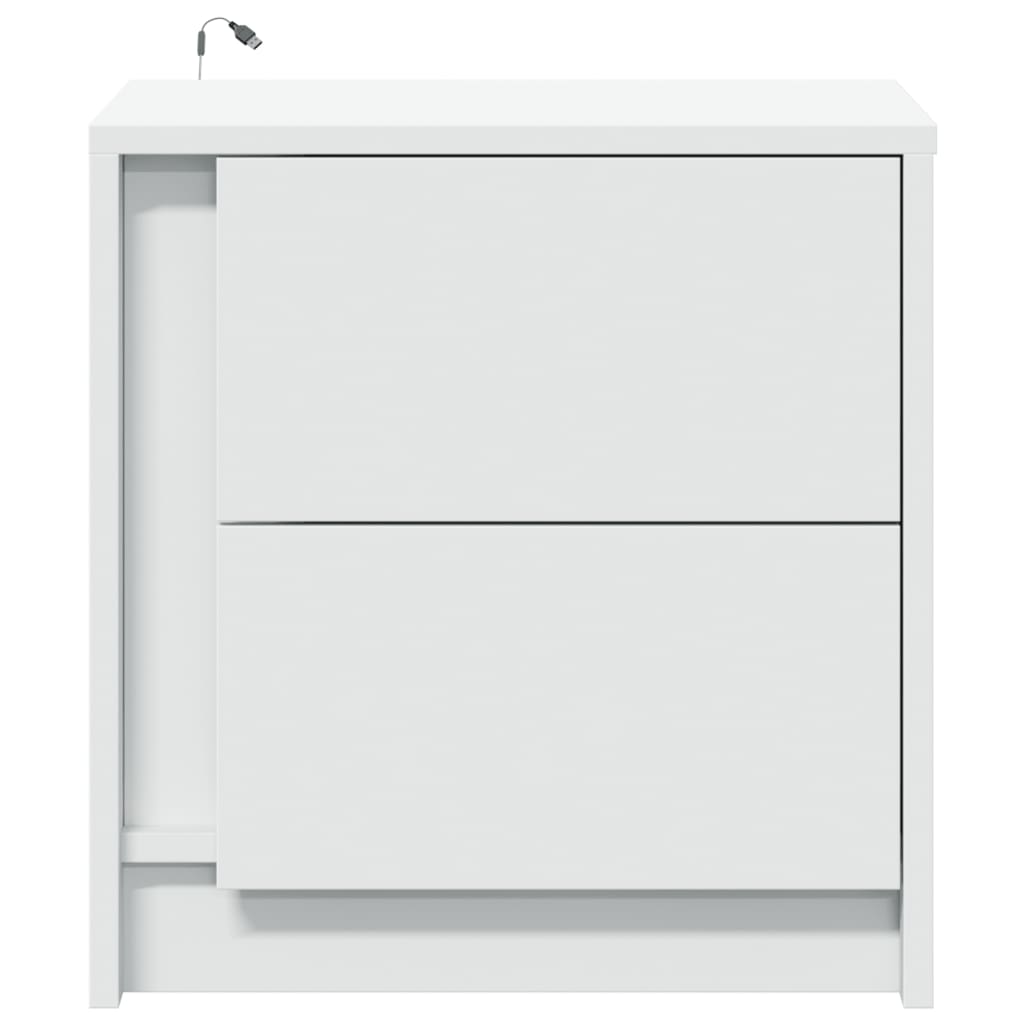 Armoire de chevet avec lumières LED blanc bois d'ingénierie - XIOS