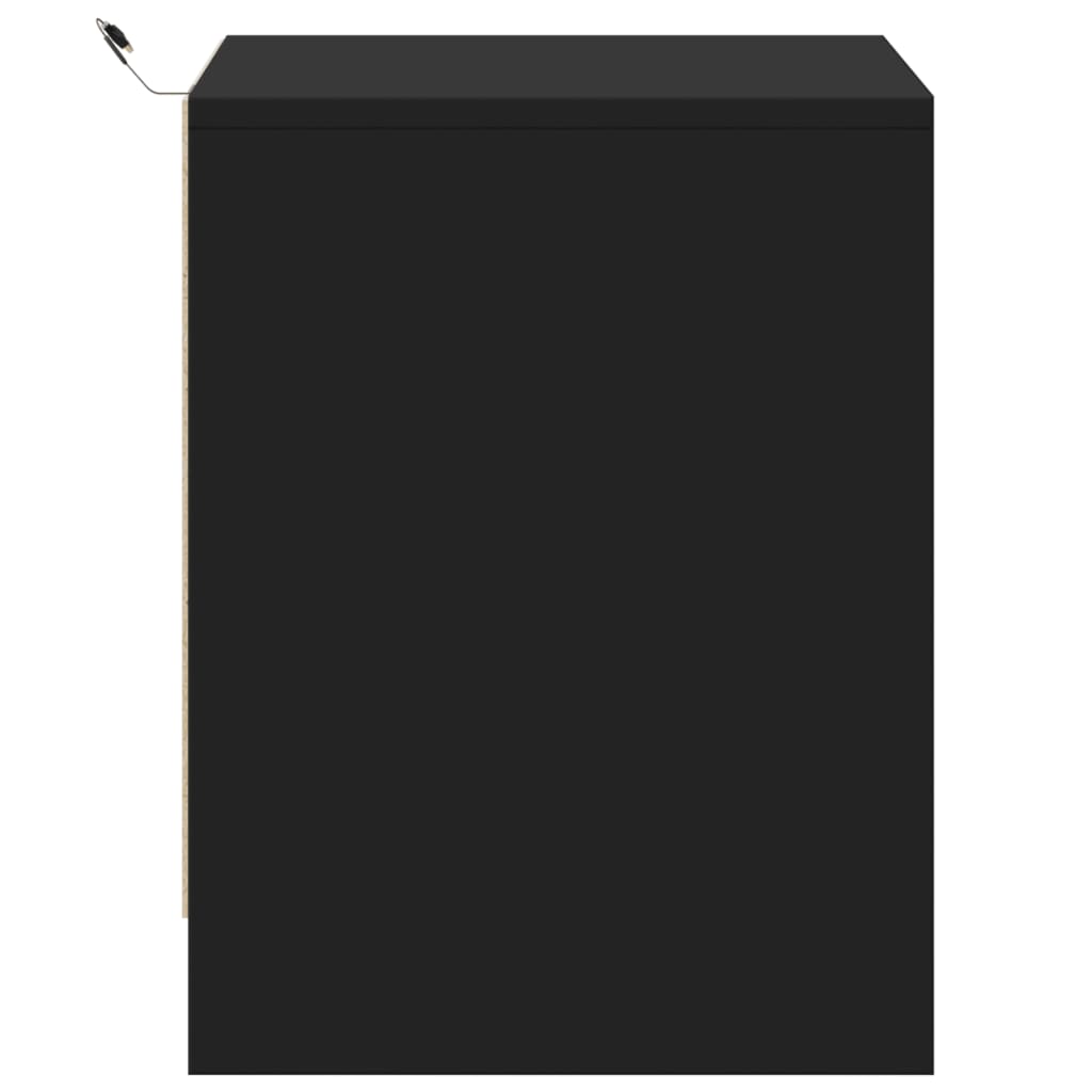 Armoires de chevet et lumières LED 2 pcs noir bois d'ingénierie - XIOS