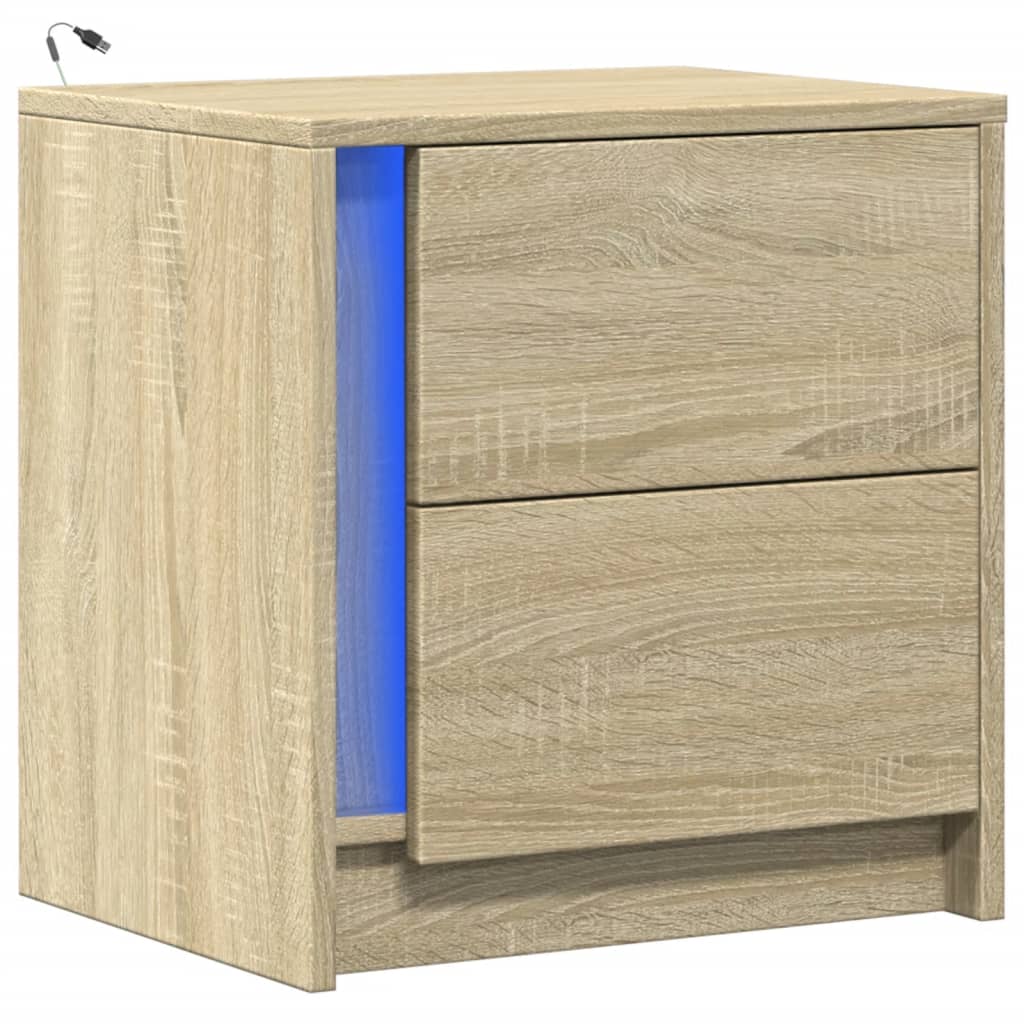 Armoire de chevet avec lumières LED chêne sonoma - XIOS