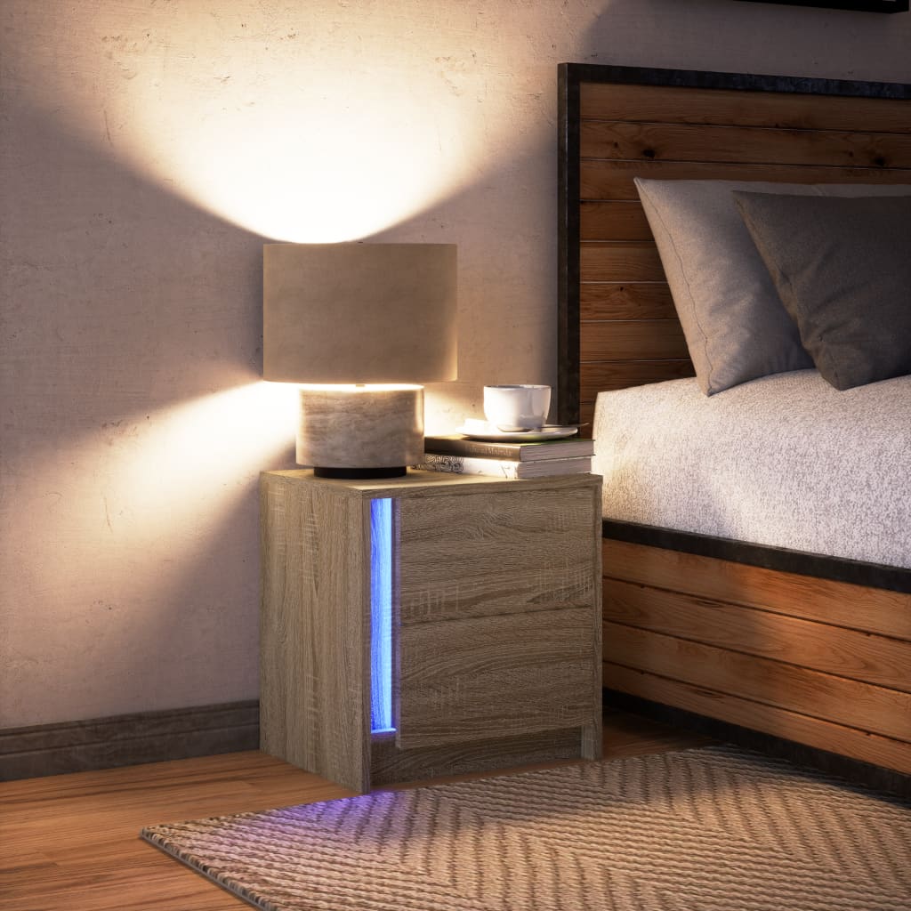 Armoire de chevet avec lumières LED chêne sonoma - XIOS