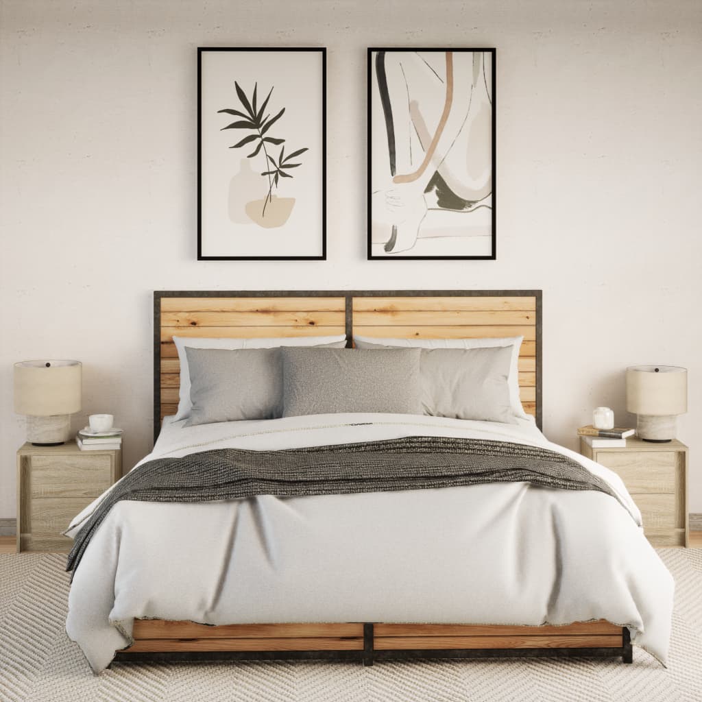 Armoires de chevet et lumières LED 2 pcs chêne sonoma - XIOS