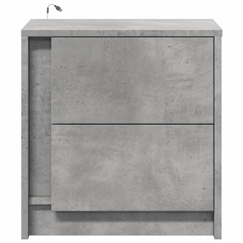 Armoires de chevet et lumières LED 2 pcs gris béton - XIOS