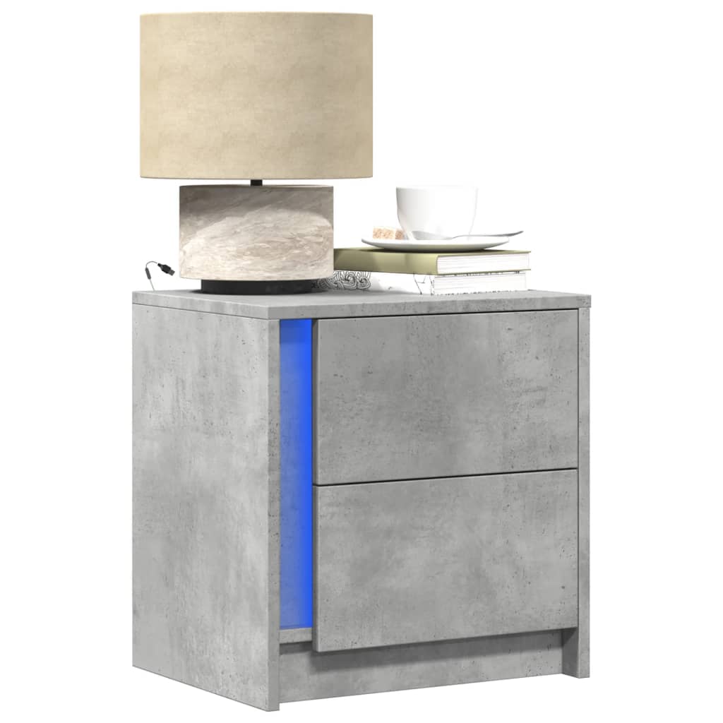 Armoires de chevet et lumières LED 2 pcs gris béton - XIOS