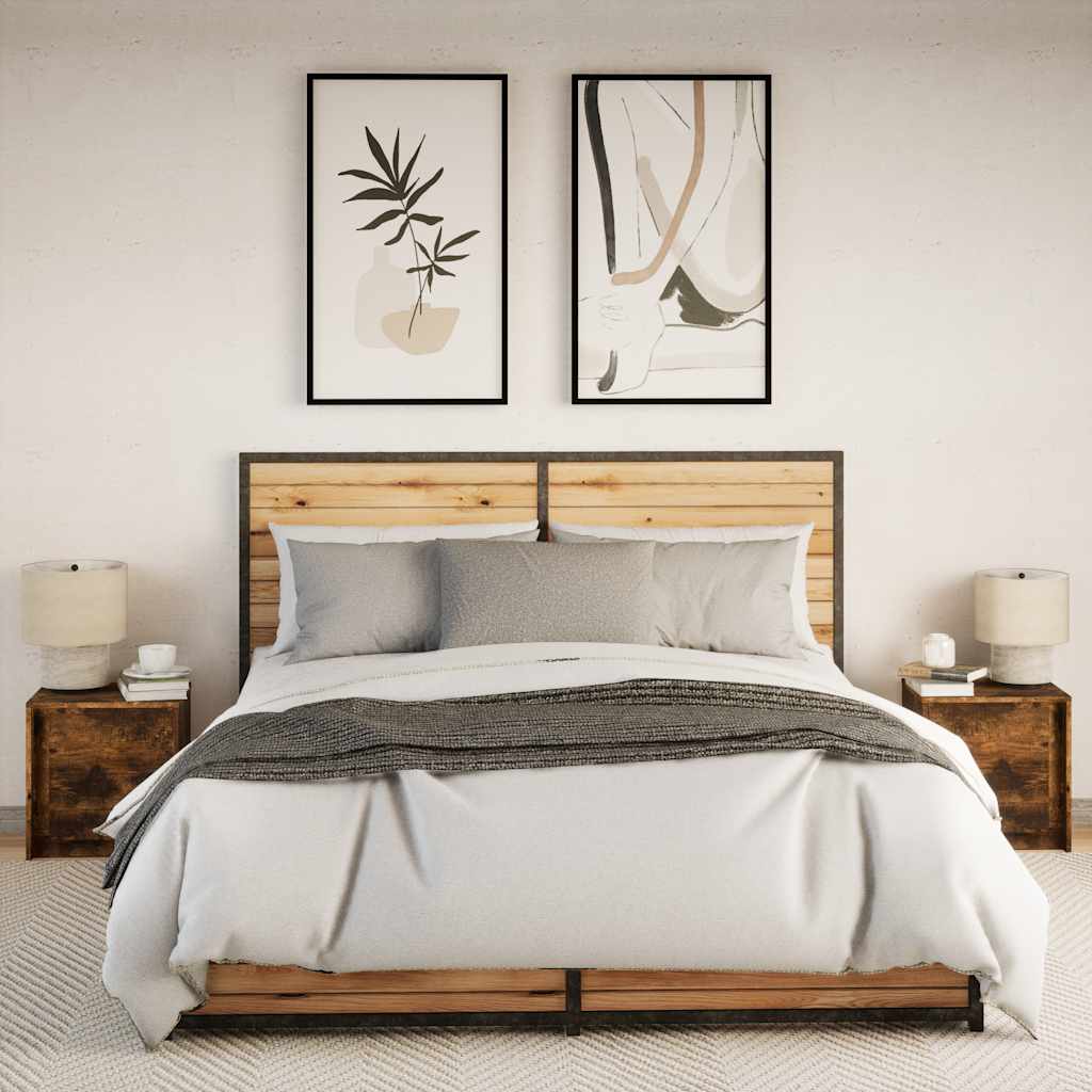 Armoires de chevet et lumières LED 2 pcs chêne fumé - XIOS