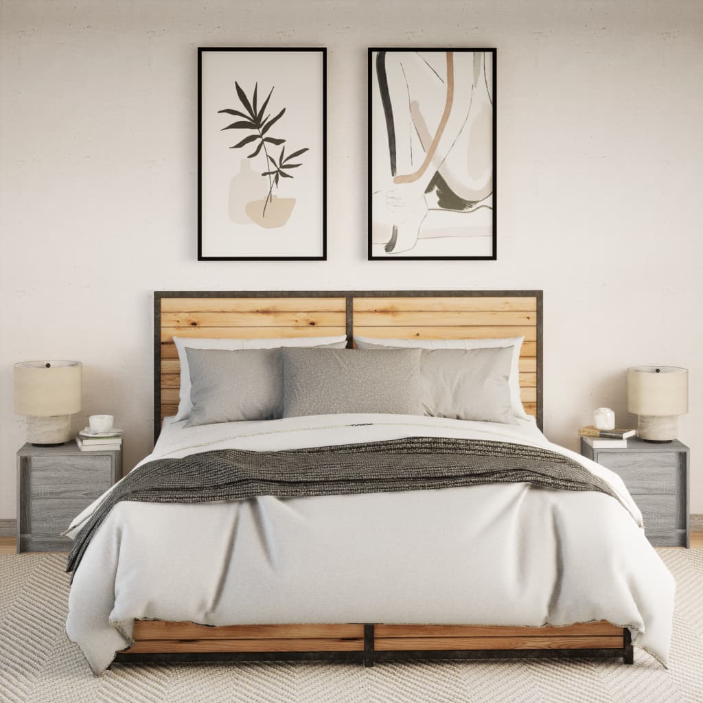 Armoires de chevet et lumières LED 2 pcs sonoma gris - XIOS