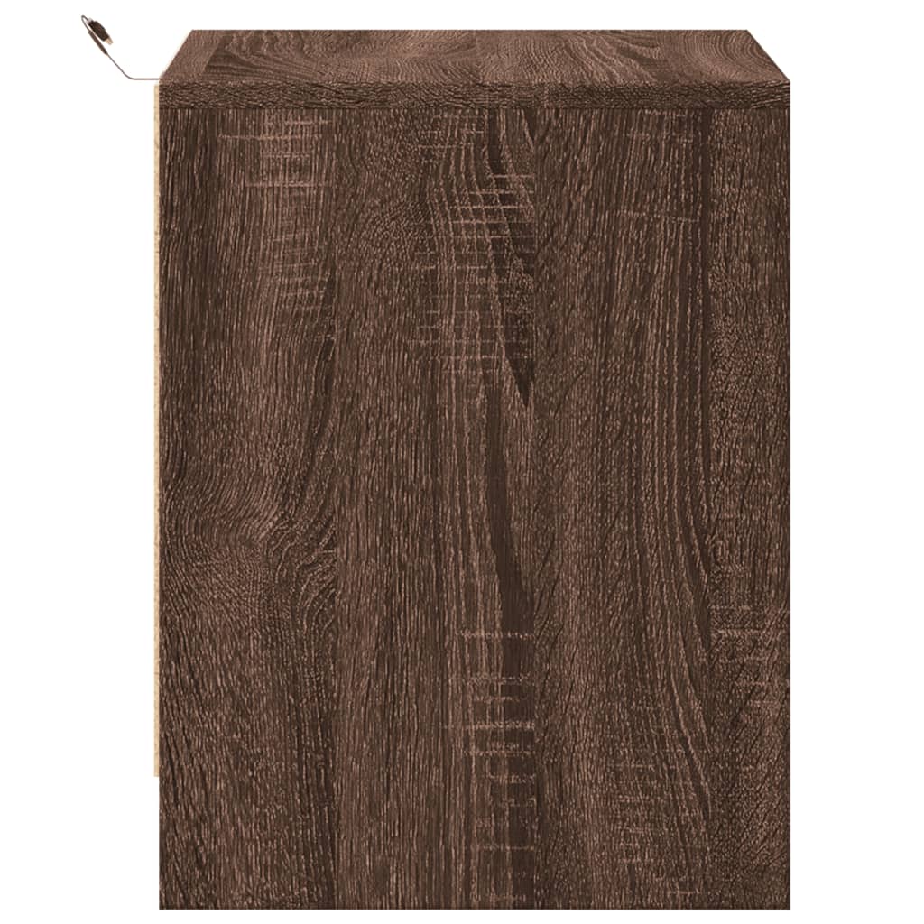 Armoire de chevet et lumières LED chêne marron bois ingénierie - XIOS