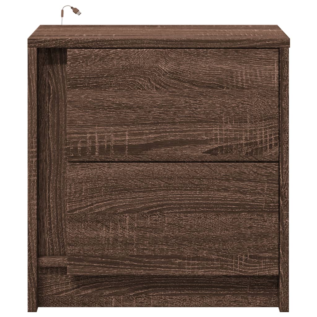 Armoires de chevet et lumières LED 2 pcs chêne marron - XIOS