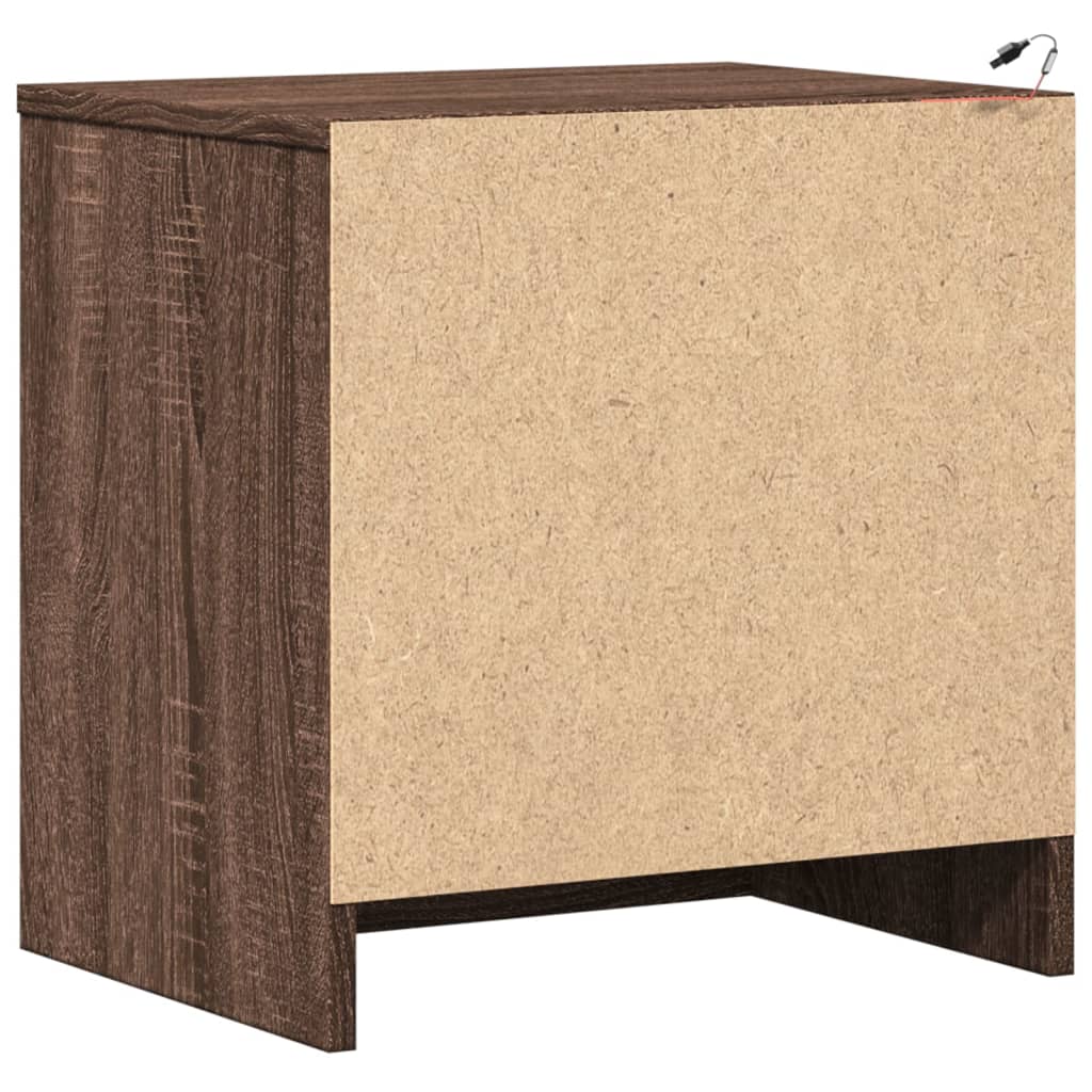 Armoires de chevet et lumières LED 2 pcs chêne marron - XIOS