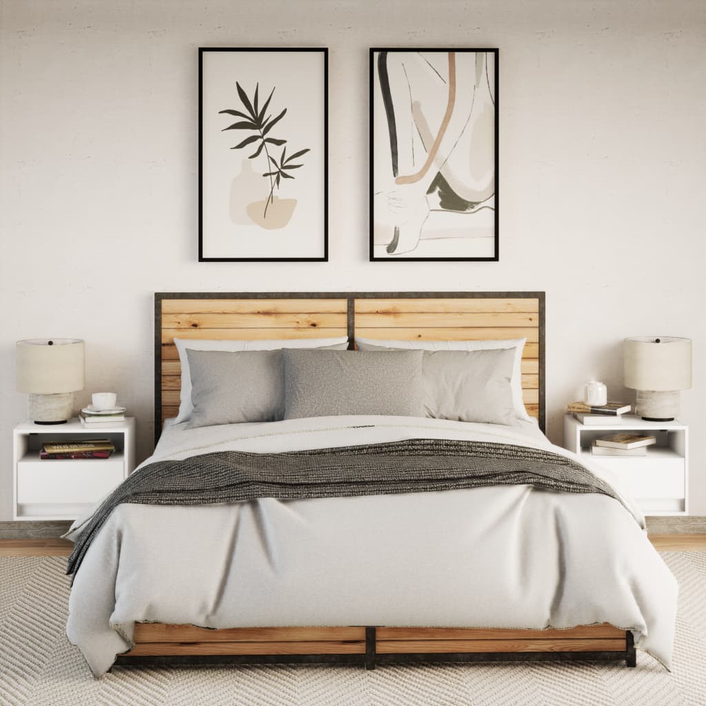 Tables de chevet murales avec lumières LED 2 pcs blanc - XIOS