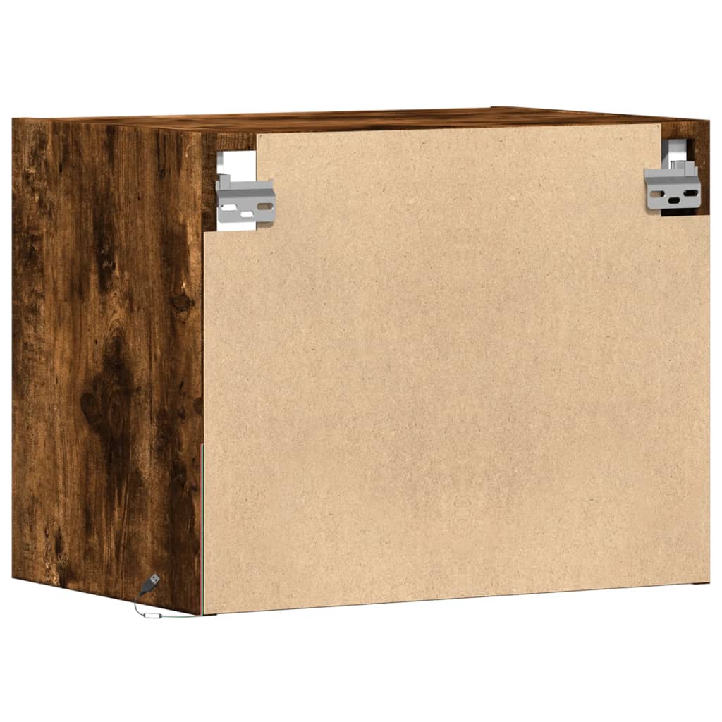 Table de chevet murale avec lumières LED chêne fumé - XIOS