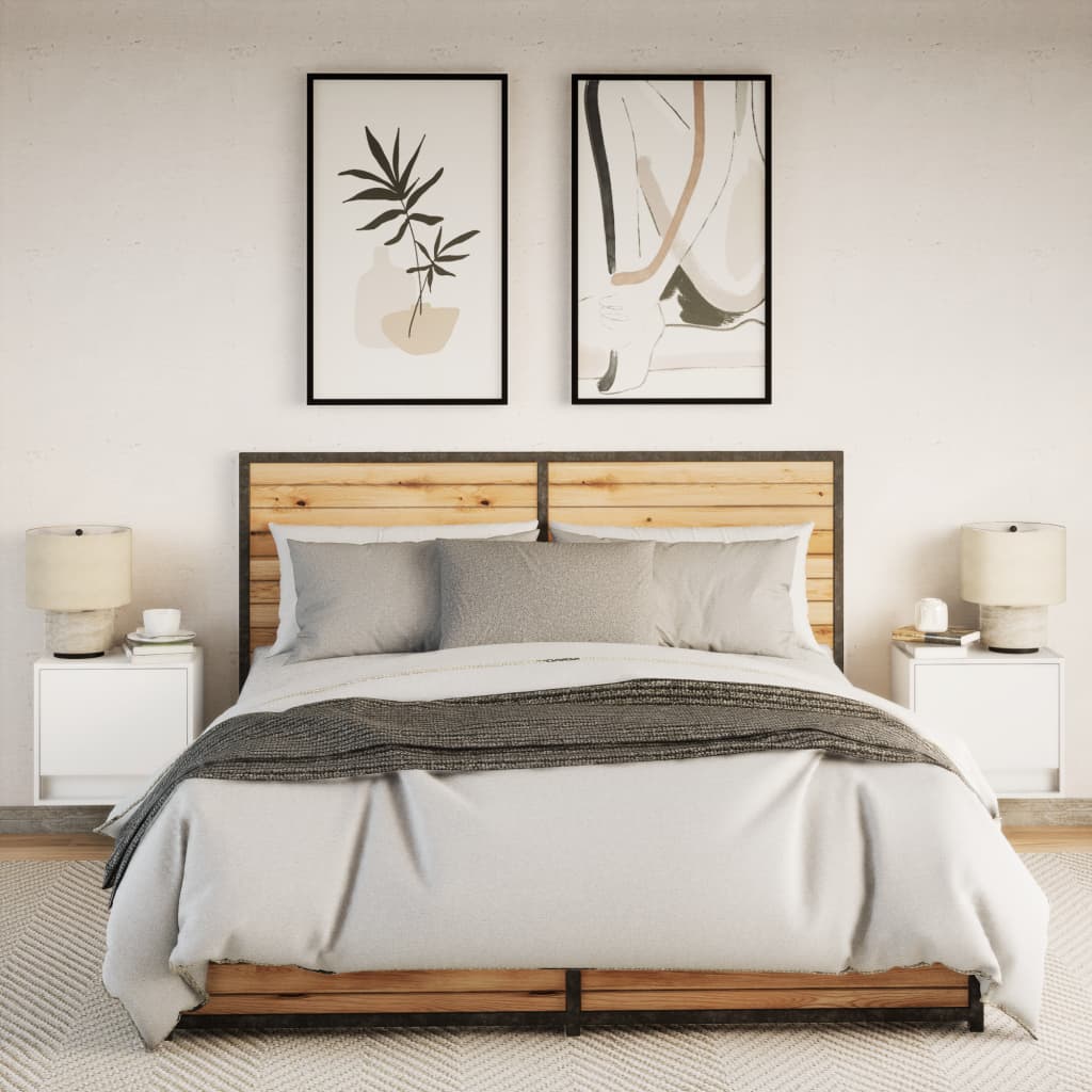 Tables de chevet murales avec lumières LED 2 pcs blanc - XIOS