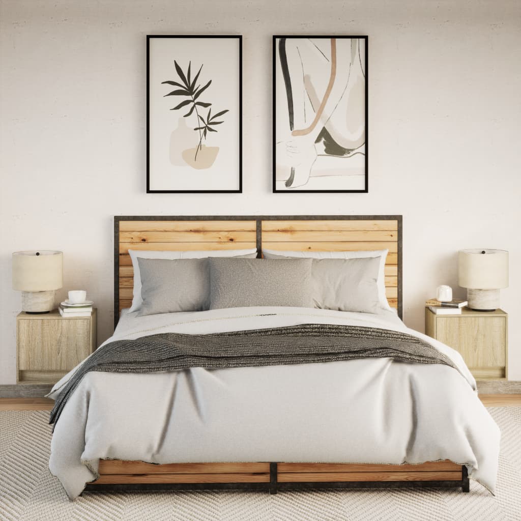 Tables de chevet murales avec lumières LED 2 pcs chêne sonoma - XIOS