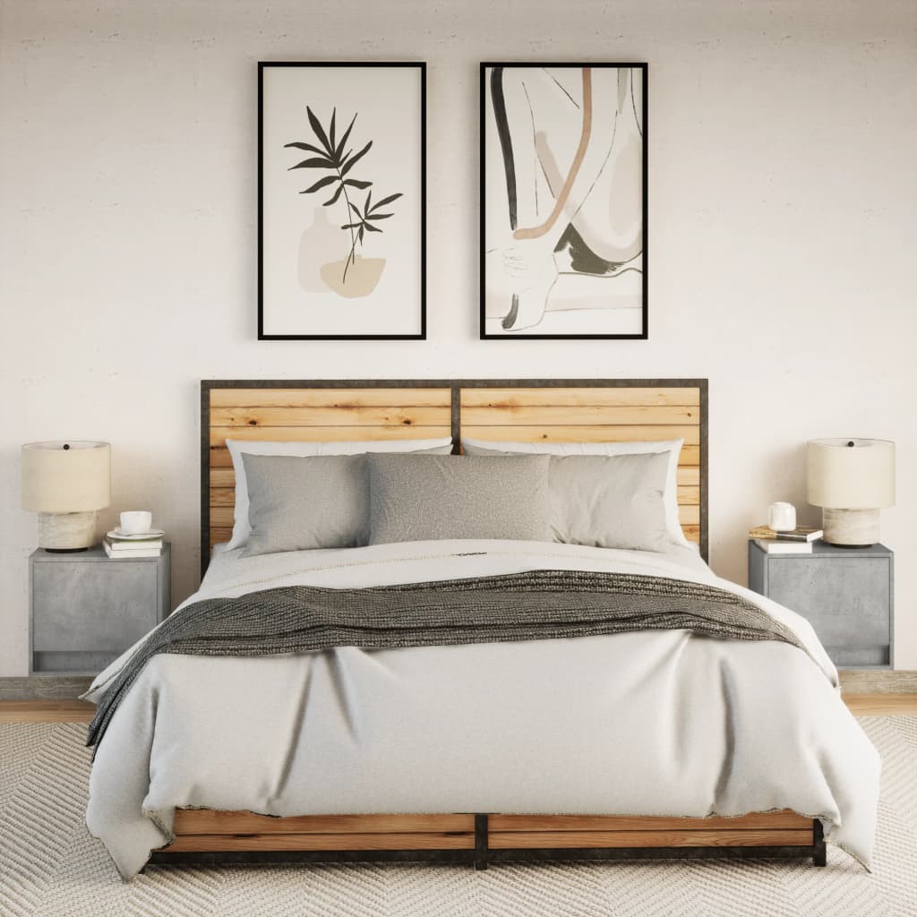 Tables de chevet murales avec lumières LED 2 pcs gris béton - XIOS