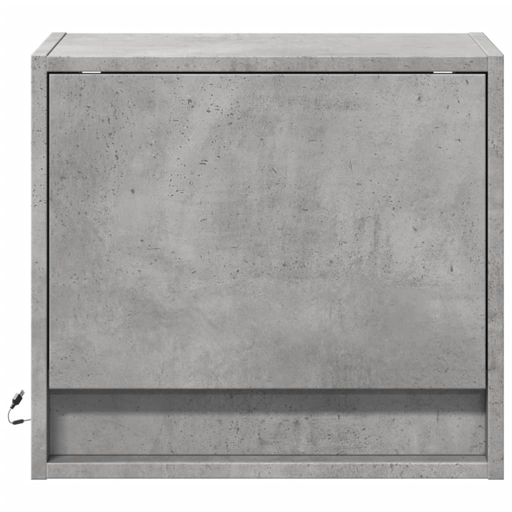 Tables de chevet murales avec lumières LED 2 pcs gris béton - XIOS