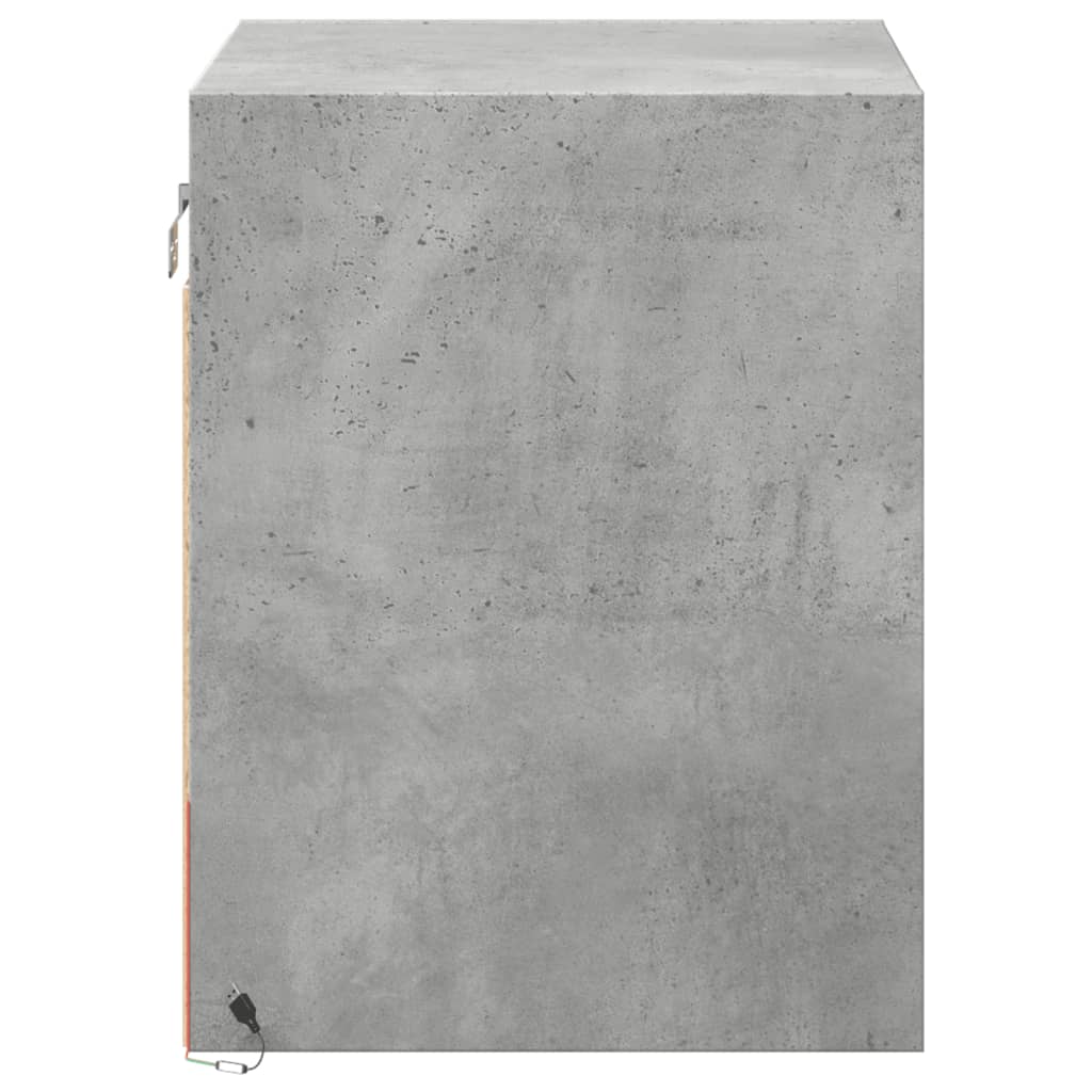 Tables de chevet murales avec lumières LED 2 pcs gris béton - XIOS