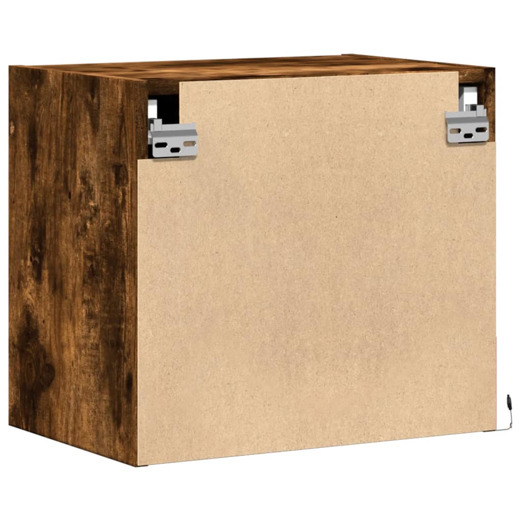 Tables de chevet murales avec lumières LED 2 pcs chêne fumé - XIOS