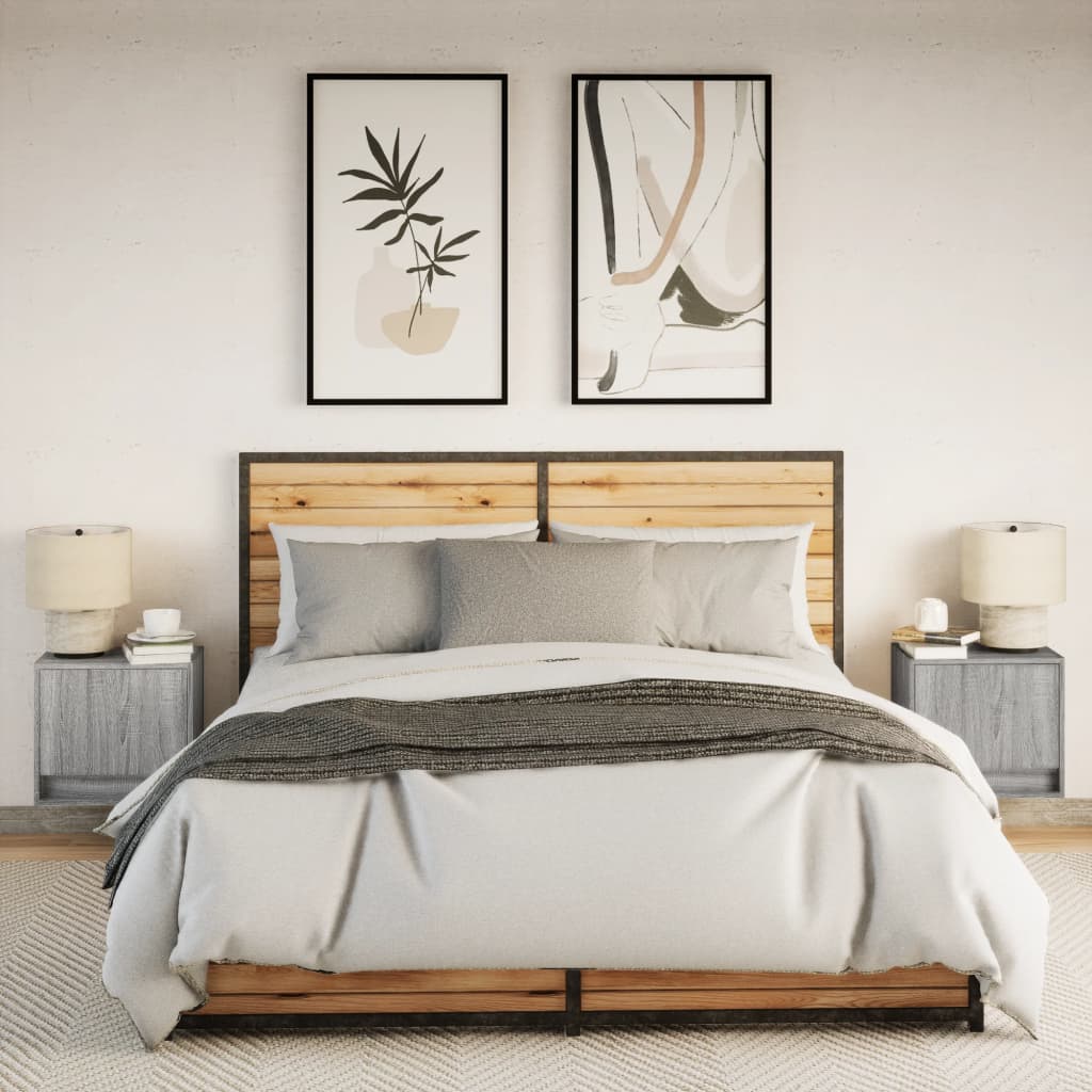 Tables de chevet murales avec lumières LED 2 pcs sonoma gris - XIOS