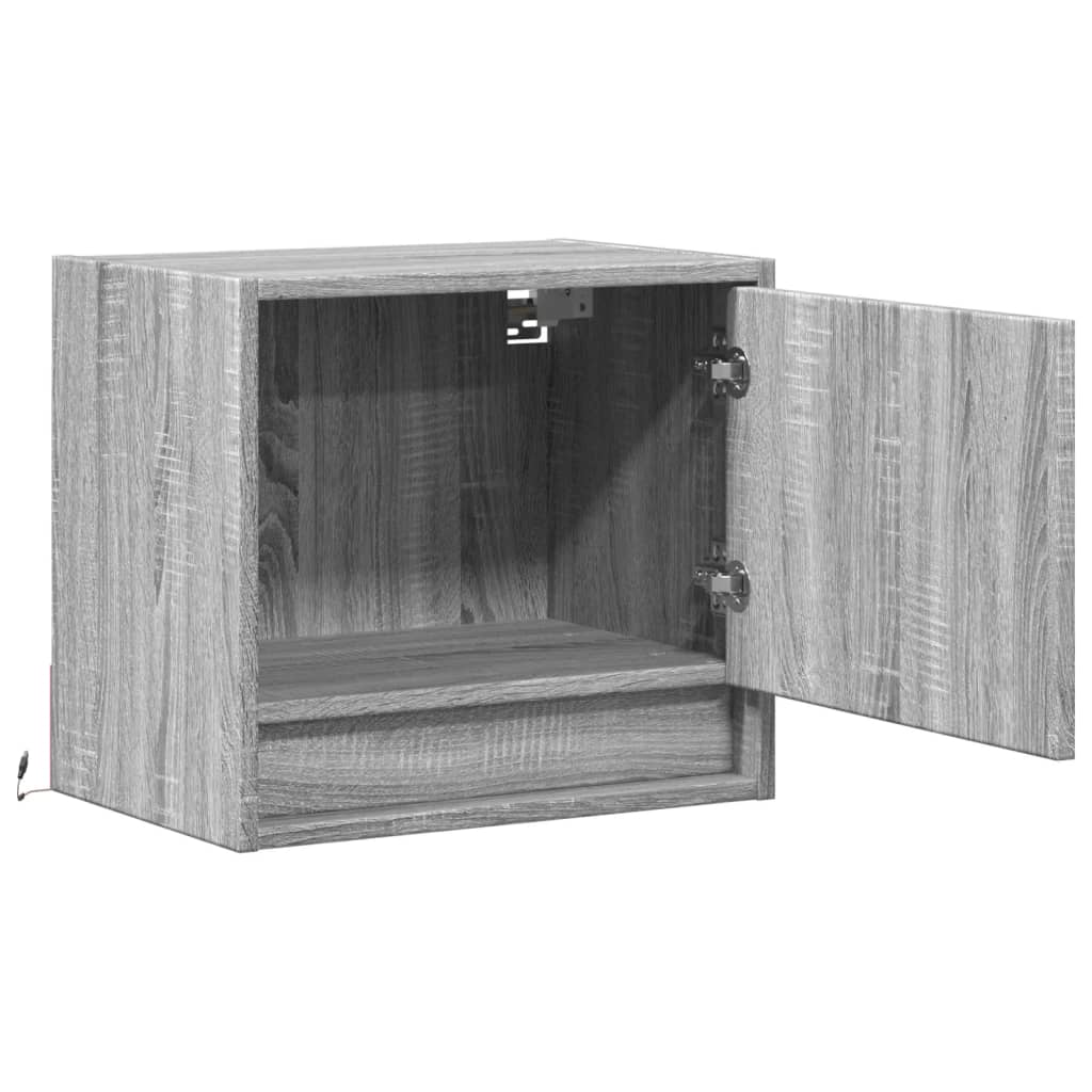 Tables de chevet murales avec lumières LED 2 pcs sonoma gris - XIOS