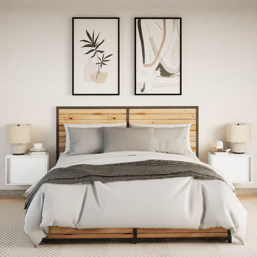 Tables de chevet murales avec lumières LED 2 pcs blanc - XIOS