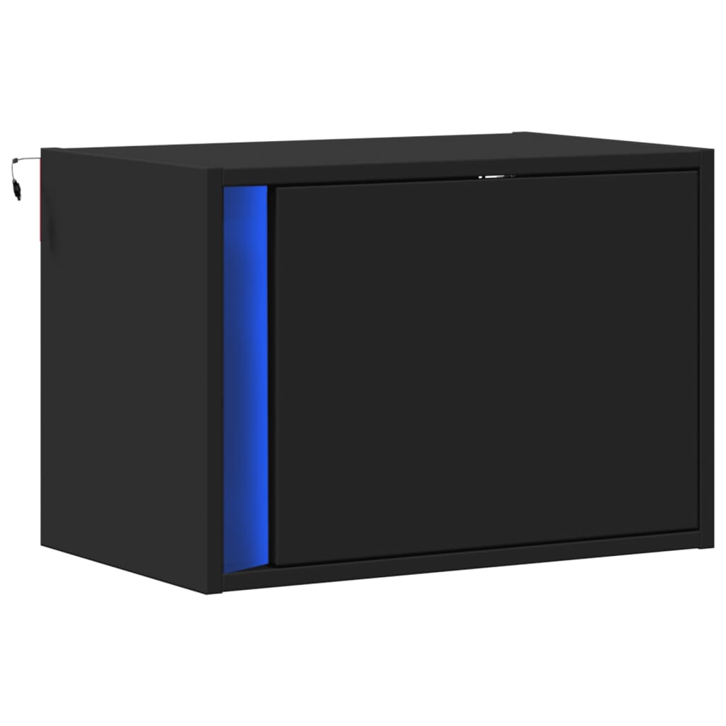 Table de chevet murale avec lumières LED noir - XIOS