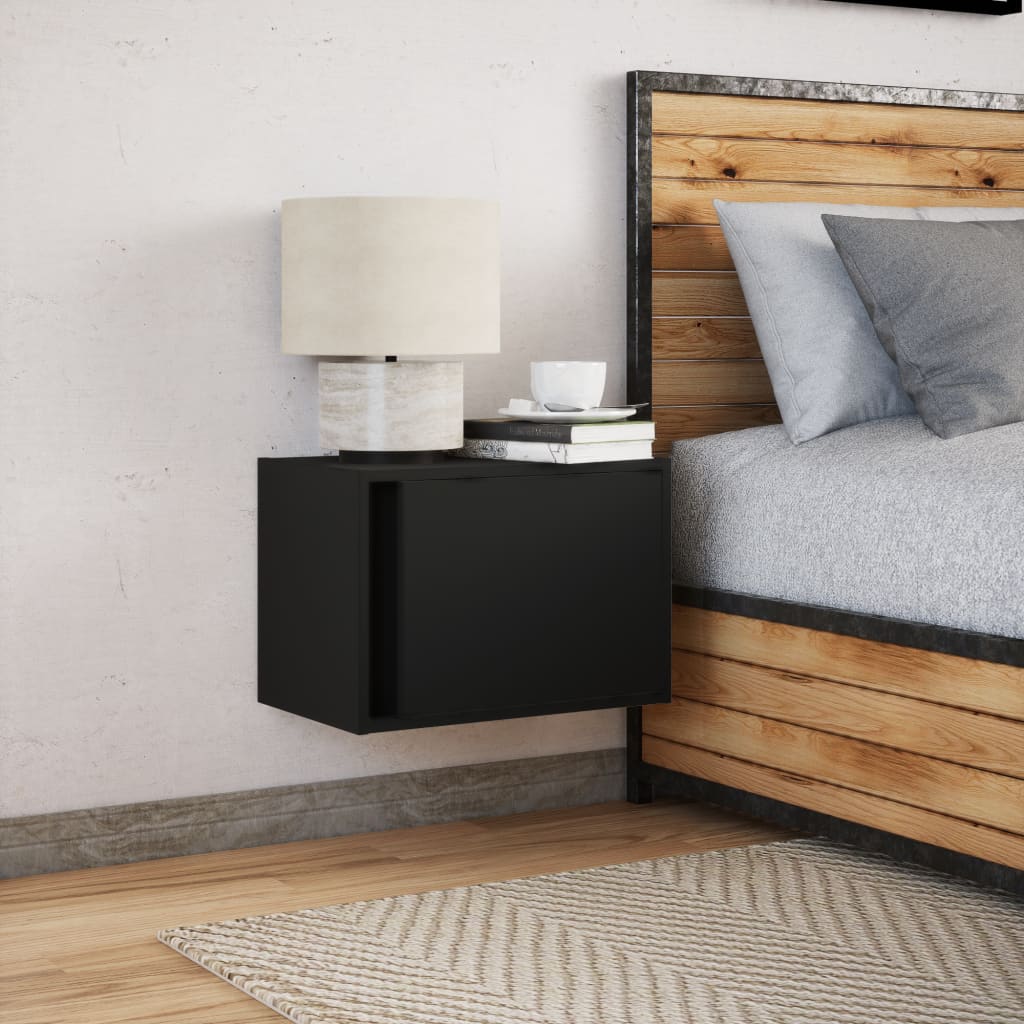 Table de chevet murale avec lumières LED noir - XIOS