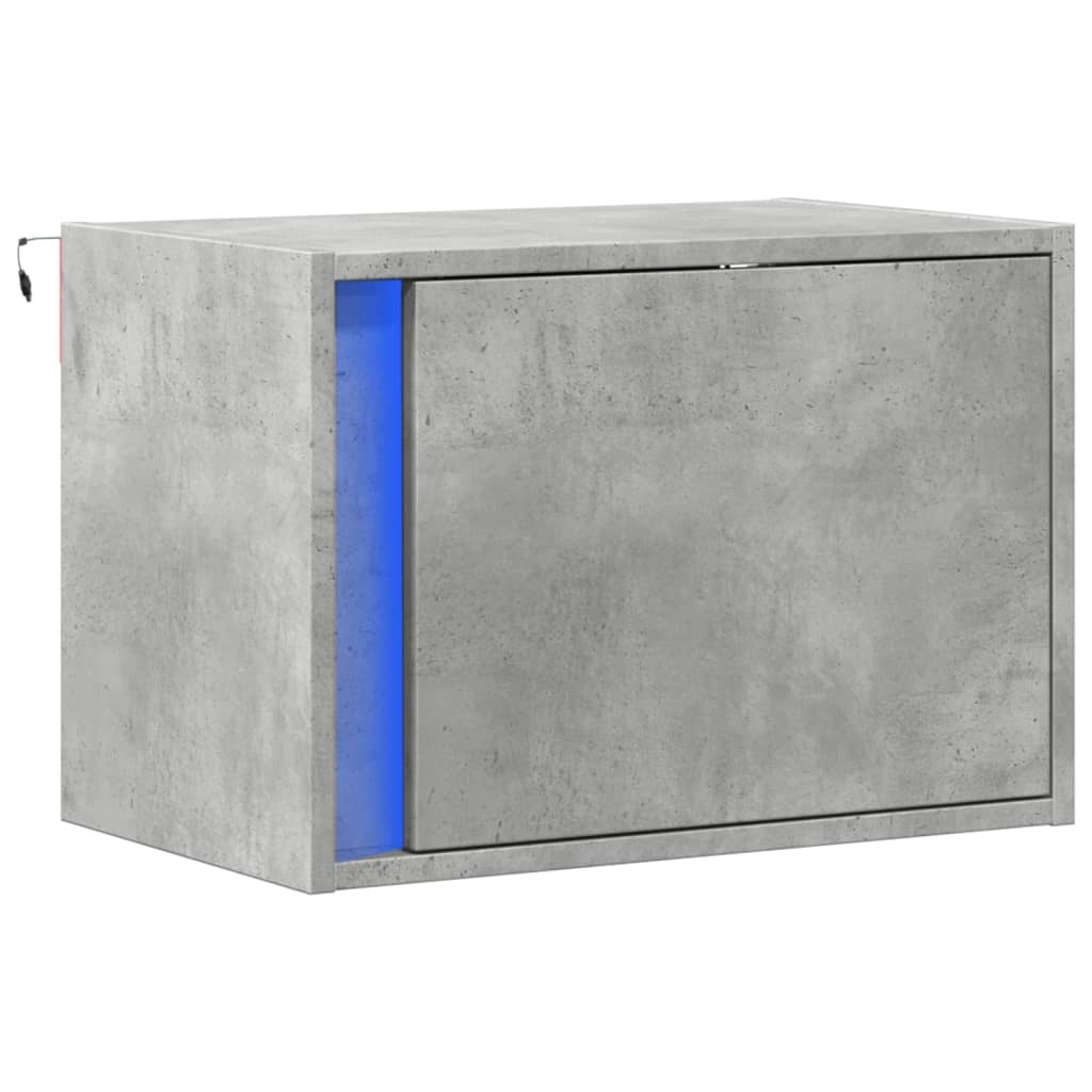 Table de chevet murale avec lumières LED gris béton - XIOS