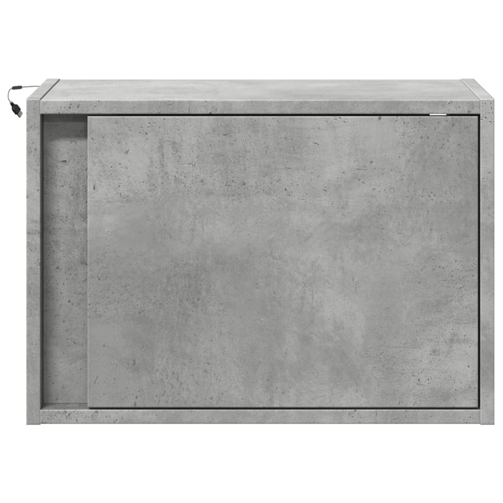 Tables de chevet murales avec lumières LED 2 pcs gris béton - XIOS