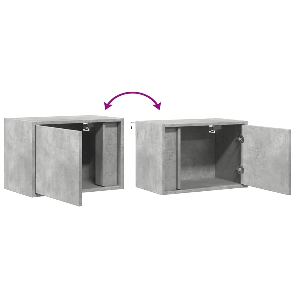 Tables de chevet murales avec lumières LED 2 pcs gris béton - XIOS