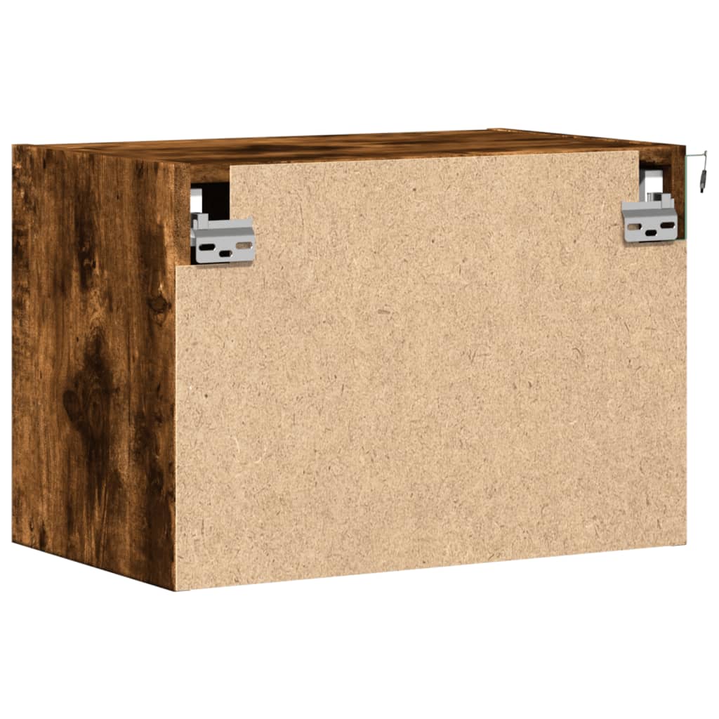 Tables de chevet murales avec lumières LED 2 pcs chêne fumé - XIOS