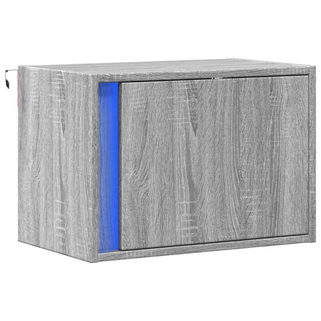 Table de chevet murale avec lumières LED sonoma gris - XIOS